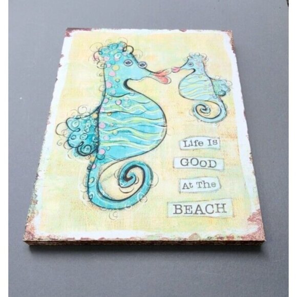 Wall Decor “Life Is Good At The Beach” Hanging Frame Wall Art Seahorse - Picture 10 of 10